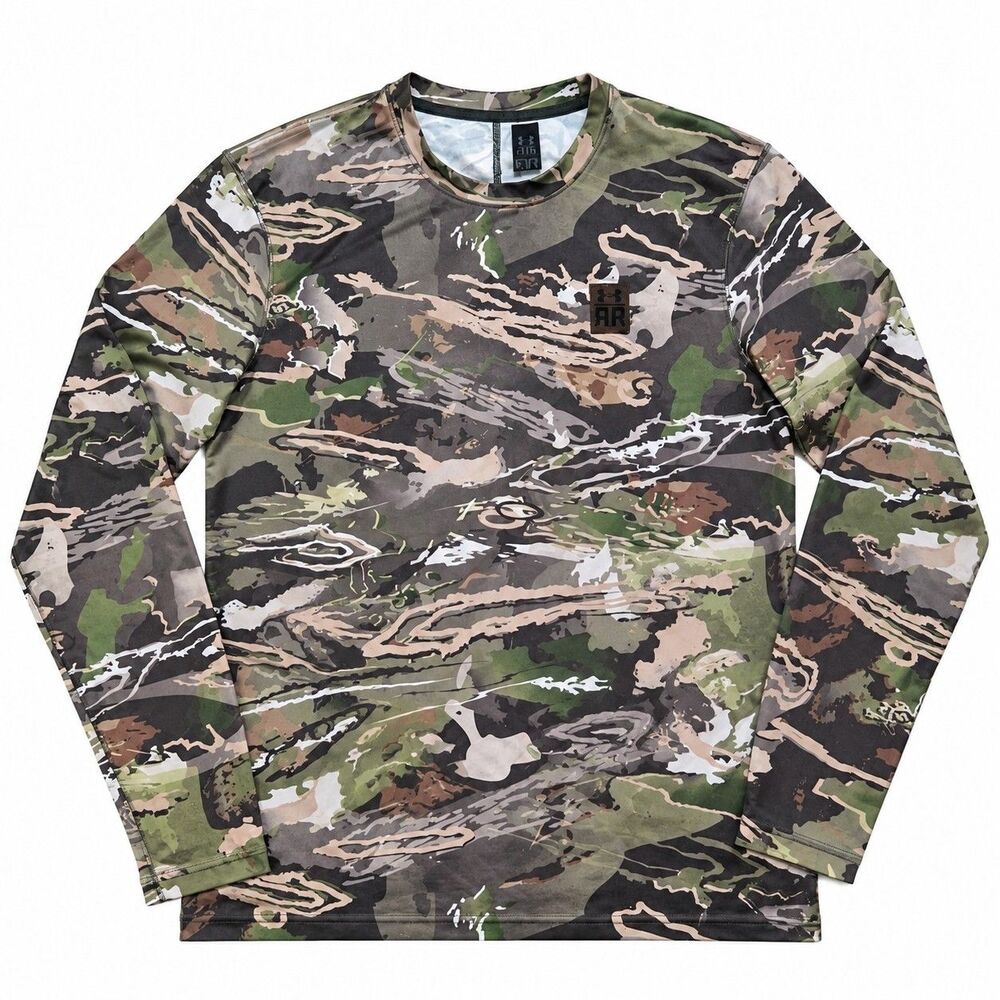 Under Armour Ridge Reaper Forest Camo Long Sleeve Performance Shirt Mens Large